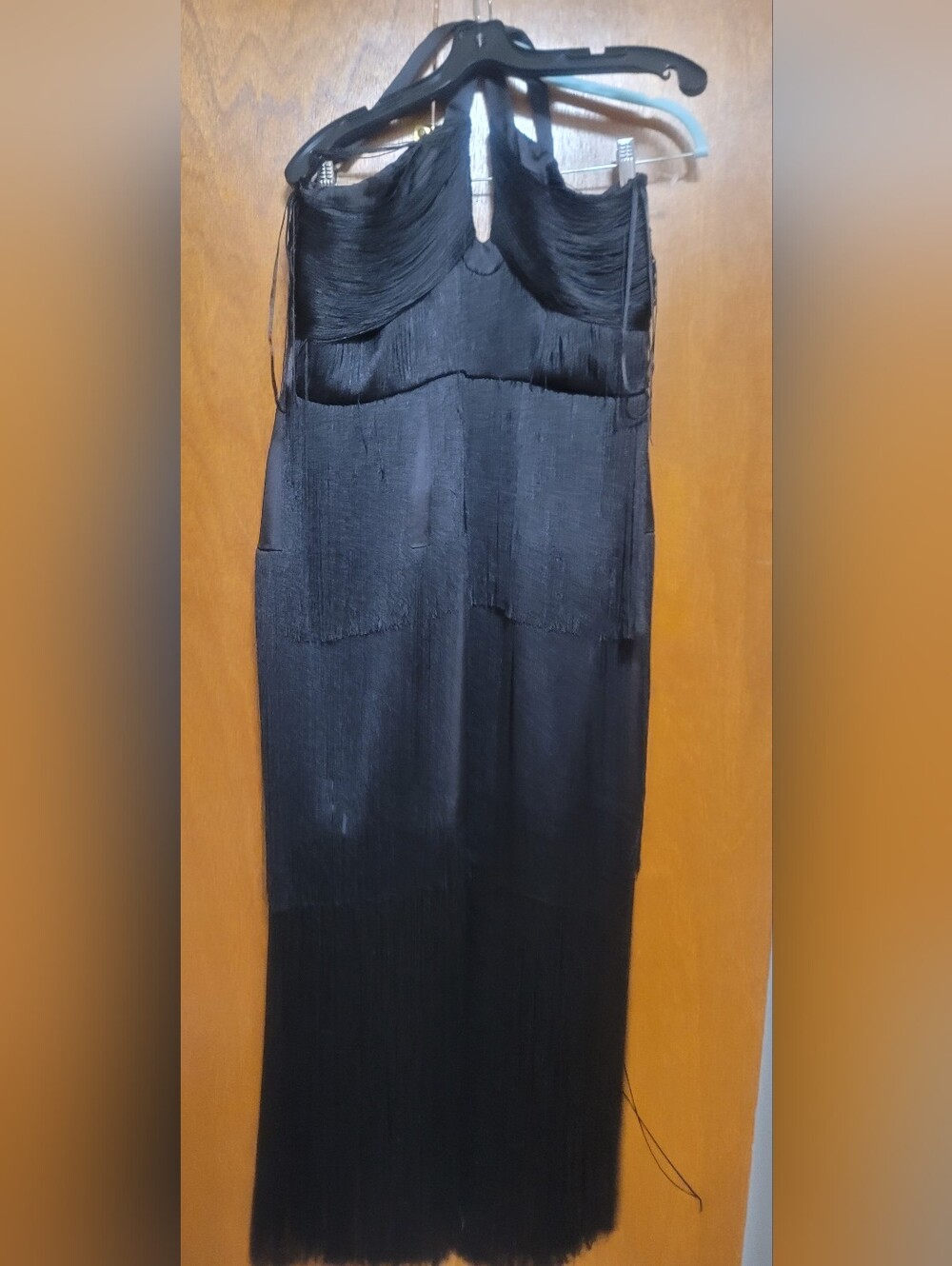 Antonio Melani Black Fringe Maxi Dress  Size 16